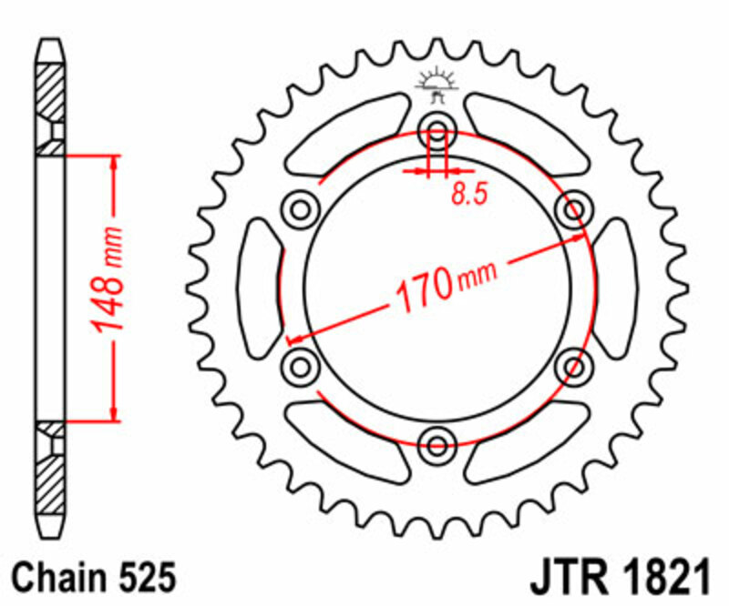 Obrázek produktu ZADNÍ ŘETĚZOVÉ KOLO 47T 525 JTR1821.47