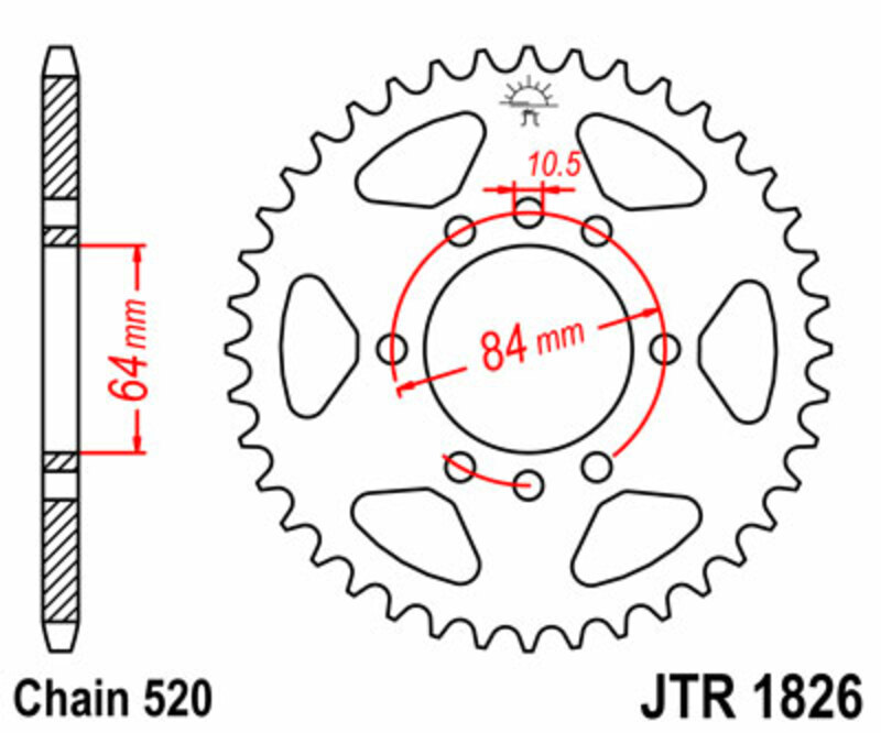 Obrázek produktu ZADNÍ ŘETĚZOVÉ KOLO 42T 520 JTR1826.42