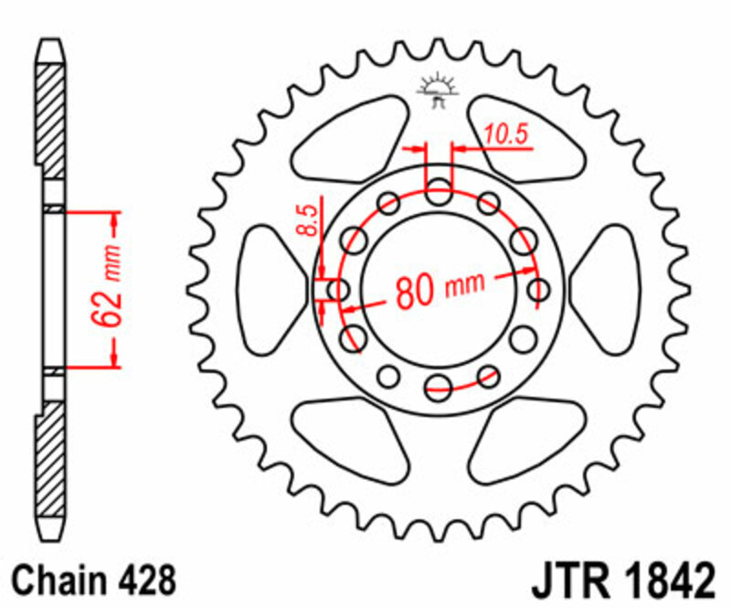 Obrázek produktu ZADNÍ ŘETĚZOVÉ KOLO 54T 428 JTR1842.54