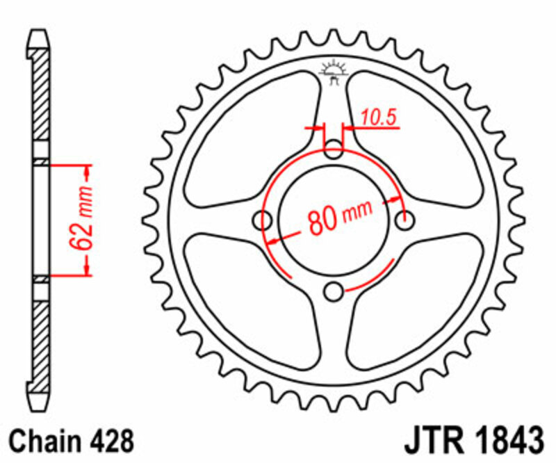 Obrázek produktu ZADNÍ ŘETĚZOVÉ KOLO 54T 428 JTR1843.54