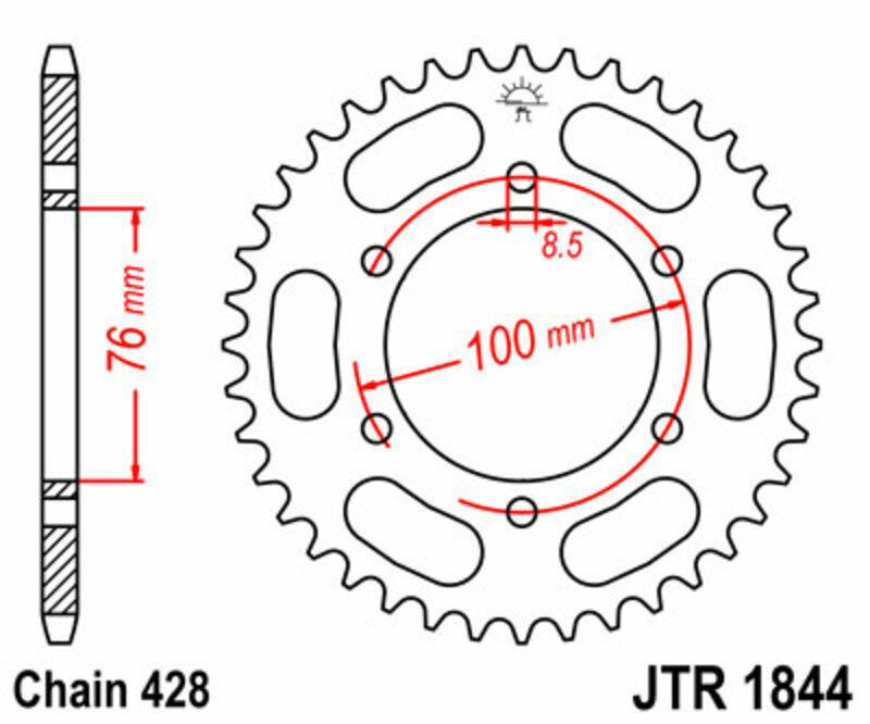 Obrázek produktu ZADNÍ ŘETĚZOVÉ KOLO 48T 428 JTR1844.48