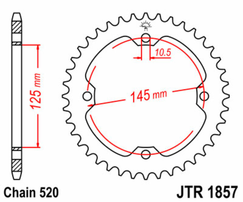Obrázek produktu ZADNÍ ŘETĚZOVÉ KOLO 45T 520 JTR1857.45