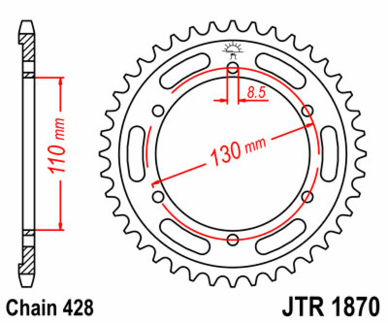 Obrázek produktu ZADNÍ ŘETĚZOVÉ KOLO 44T 428 JTR1870.44