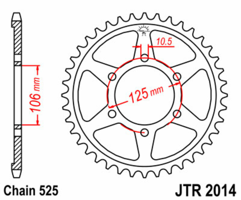 Obrázek produktu ZADNÍ ŘETĚZOVÉ KOLO 47T 525 JTR2014.47