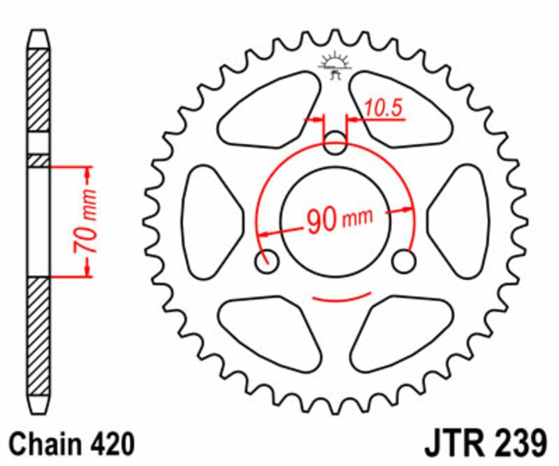 Obrázek produktu JT SPROCKETS Ocelové standardní zadní kolo 239 - 420 JTR239.42