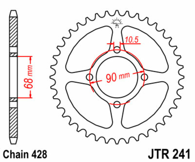 Obrázek produktu ZADNÍ ŘETĚZOVÉ KOLO 53T 428 JTR241.53