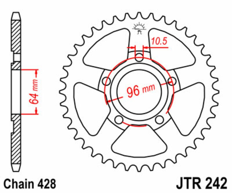 Obrázek produktu ZADNÍ ŘETĚZOVÉ KOLO 53T 428 JTR242.53