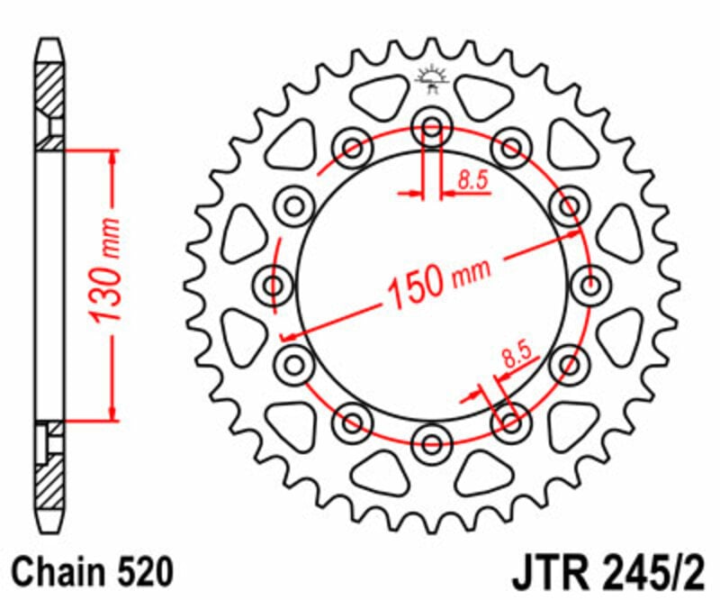 Obrázek produktu JT SPROCKETS Ocelové standardní zadní kolo 245/2 - 520 JTR245/2.38