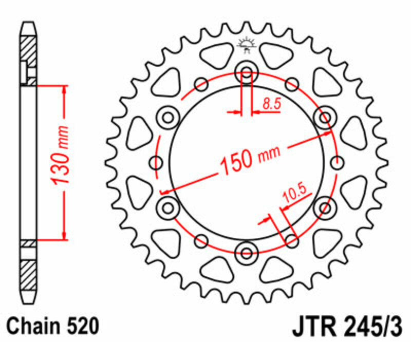 Obrázek produktu ZADNÍ ŘETĚZOVÉ KOLO 45T 520 JTR245/3.45