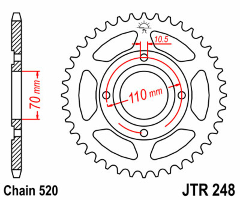 Obrázek produktu JT SPROCKETS Ocelové standardní zadní kolo 248 - 520 JTR248.44