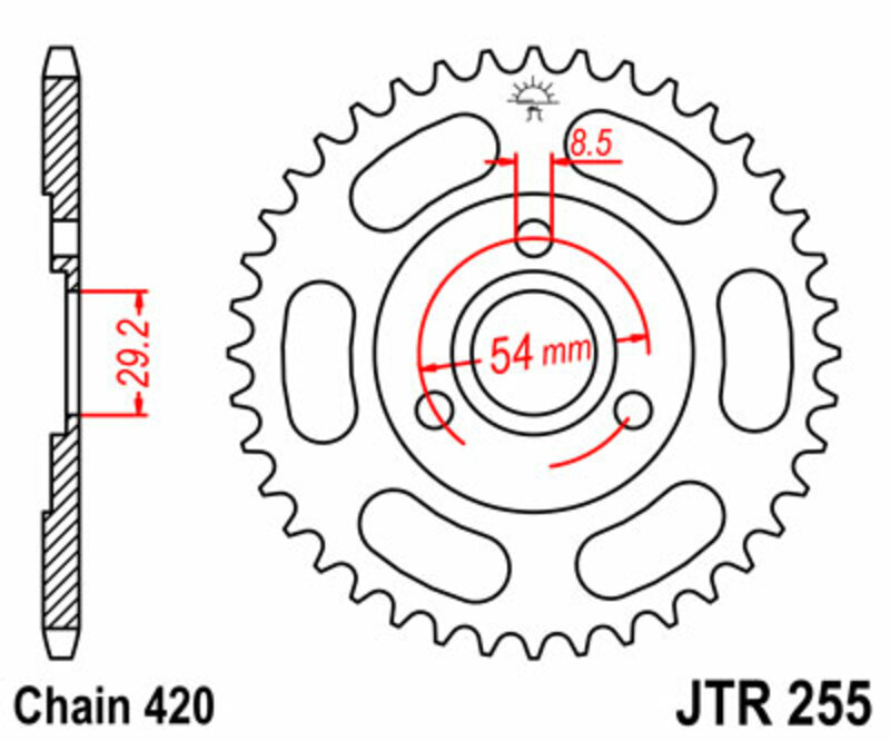Obrázek produktu JT SPROCKETS Ocelové standardní zadní kolo 255 - 420 JTR255.40