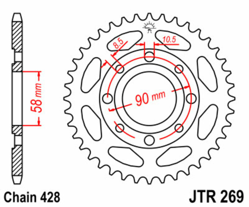 Obrázek produktu ZADNÍ ŘETĚZOVÉ KOLO 42T 428 JTR269.42