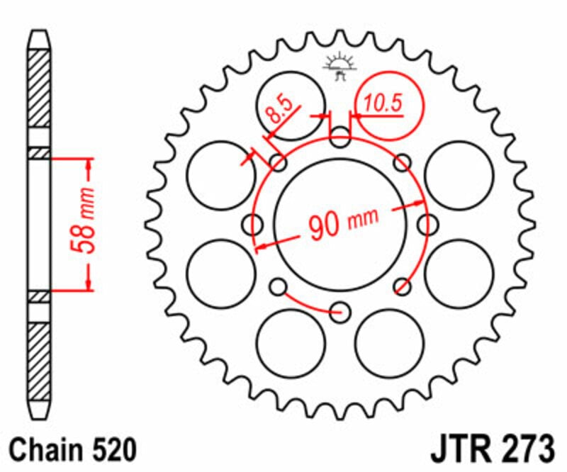 Obrázek produktu ZADNÍ ŘETĚZOVÉ KOLO 44T 520 JTR273.44