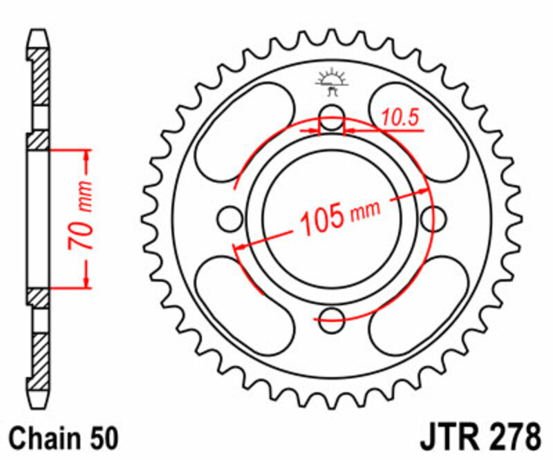 Obrázek produktu JT SPROCKETS Ocelové standardní zadní kolo 278 - 530 JTR278.36