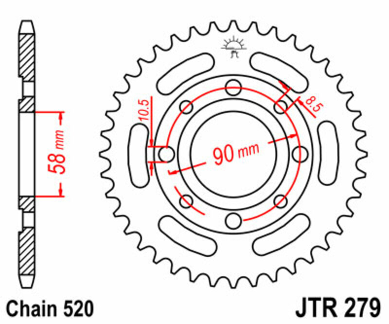 Obrázek produktu JT SPROCKETS Ocelové standardní zadní kolo 279 - 520 JTR279.35