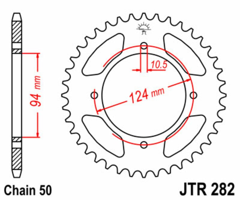 Obrázek produktu JT SPROCKETS Ocelové standardní zadní kolo 282 - 530 JTR282.34