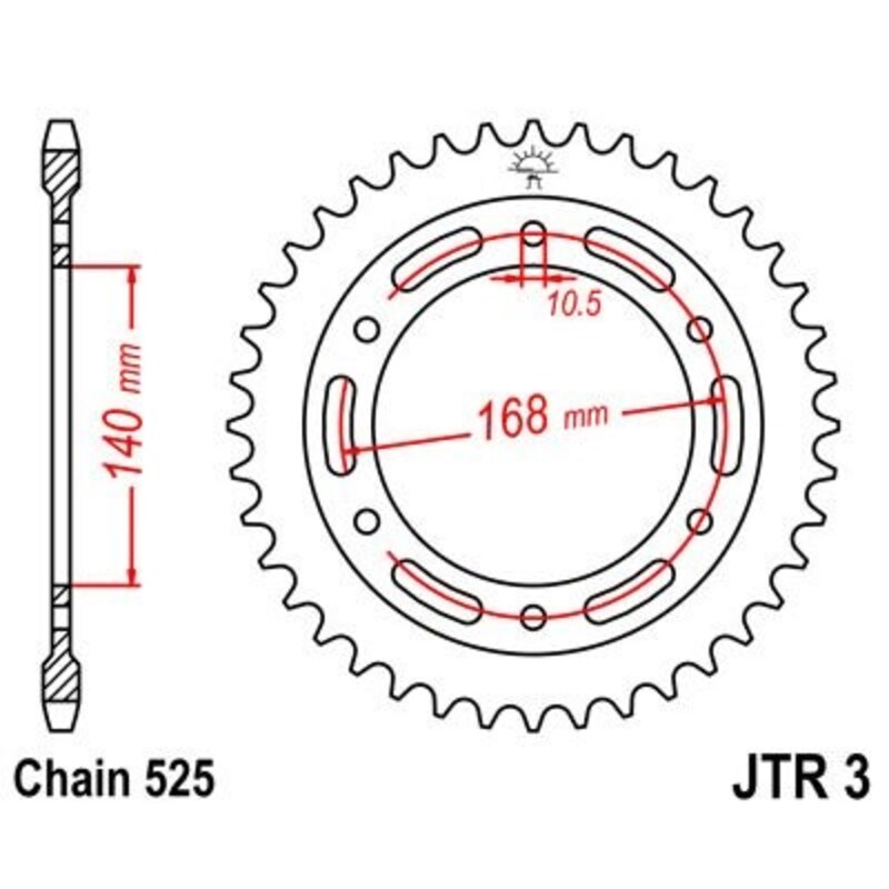 Obrázek produktu ZADNÍ ŘETĚZOVÉ KOLO 47T 525 BLK JTR3.47ZBK