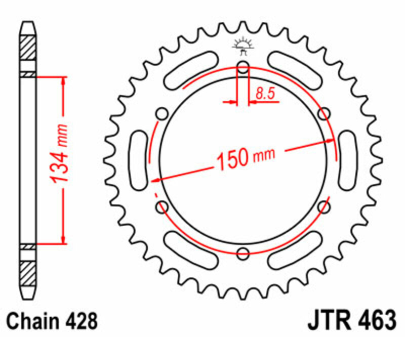 Obrázek produktu JT SPROCKETS Ocelové standardní zadní kolo 463 - 428 JTR463.50