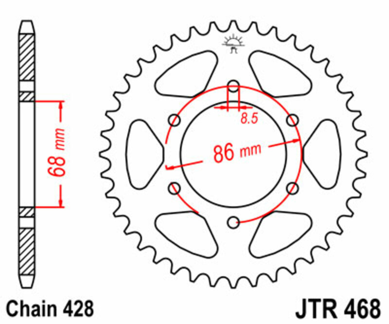 Obrázek produktu ZADNÍ ŘETĚZOVÉ KOLO 46T 428 JTR468.46