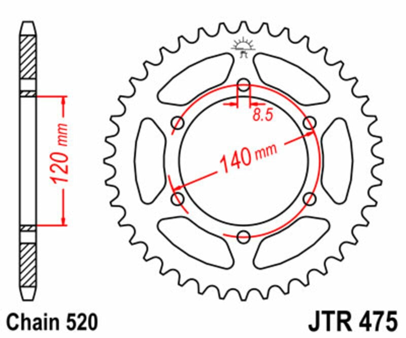 Obrázek produktu JT SPROCKETS Ocelové standardní zadní kolo 475 - 520 JTR475.40
