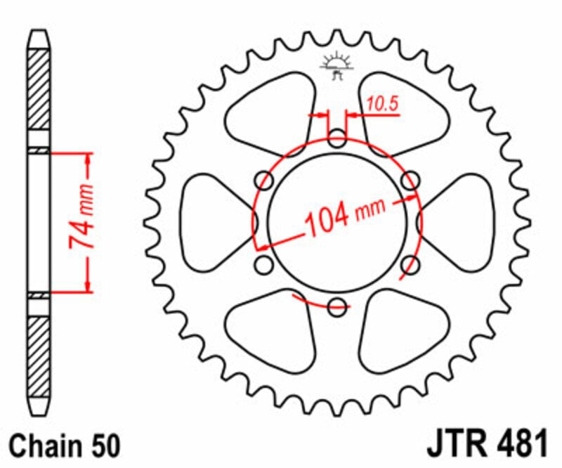 Obrázek produktu JT SPROCKETS Ocelové standardní zadní kolo 481 - 530 JTR481.42