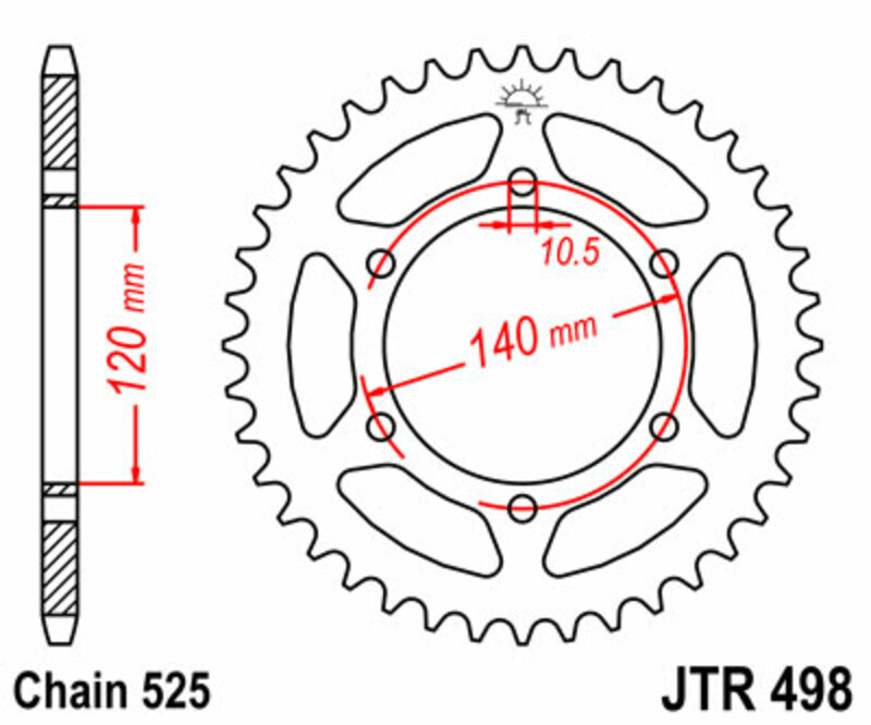 Obrázek produktu ZADNÍ ŘETĚZOVÉ KOLO 45T 525 JTR498.45