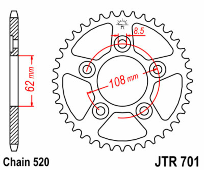 Obrázek produktu ZADNÍ ŘETĚZOVÉ KOLO 39T 520 JTR701.39
