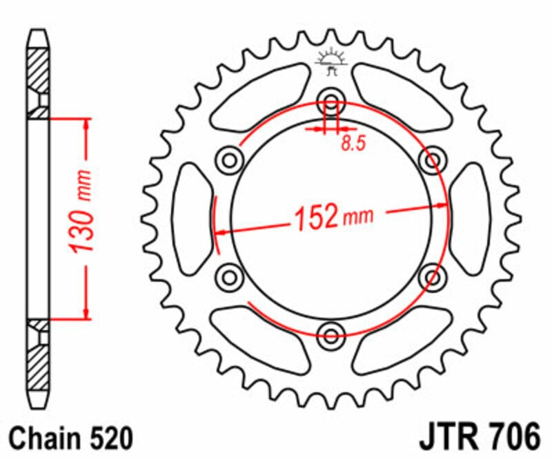 Obrázek produktu ZADNÍ ŘETĚZOVÉ KOLO 48T 520 JTR706.48