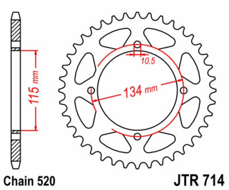 Obrázek produktu JT SPROCKETS Ocelové standardní zadní kolo 714 - 520 JTR714.50