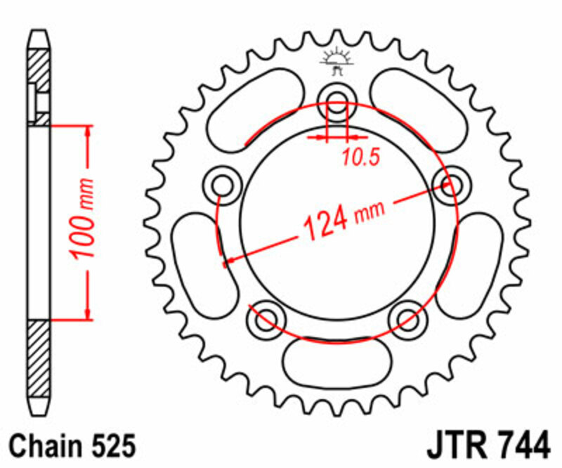 Obrázek produktu JT SPROCKETS Ocelové standardní zadní kolo 744 - 525 JTR744.39