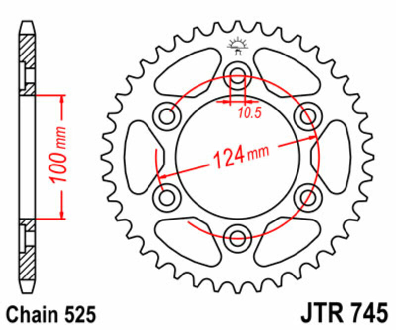 Obrázek produktu ZADNÍ ŘETĚZOVÉ KOLO 37T 525 JTR745.37