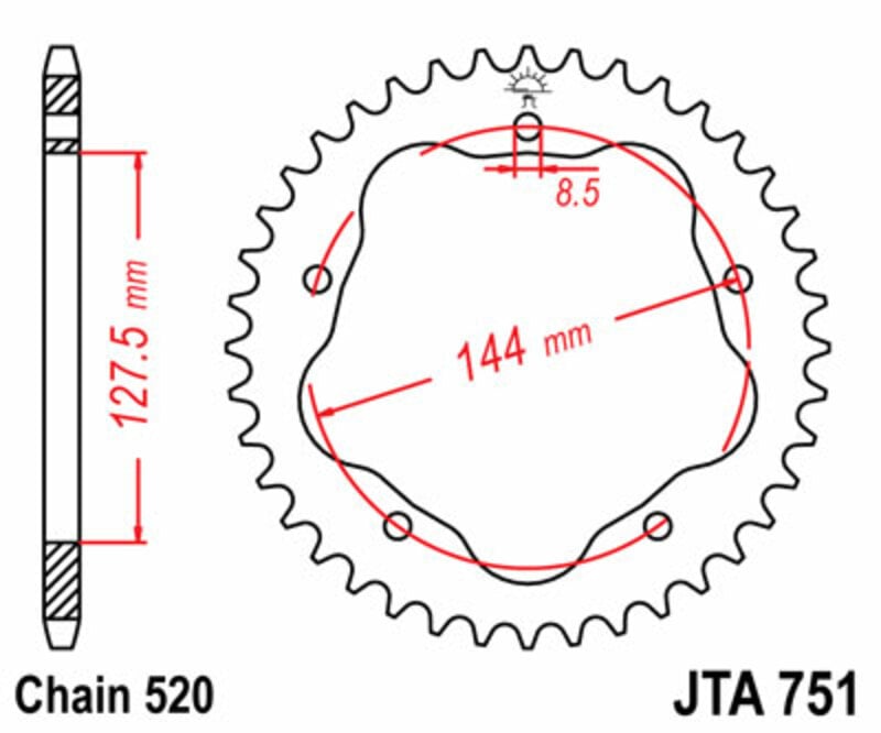 Obrázek produktu JT SPROCKETS Hliníková zadní řetězová kola 751 - 520 JTR751.38