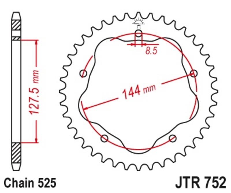 Obrázek produktu JT SPROCKETS Hliníková zadní řetězová kola 752 - 525 JTR752.36