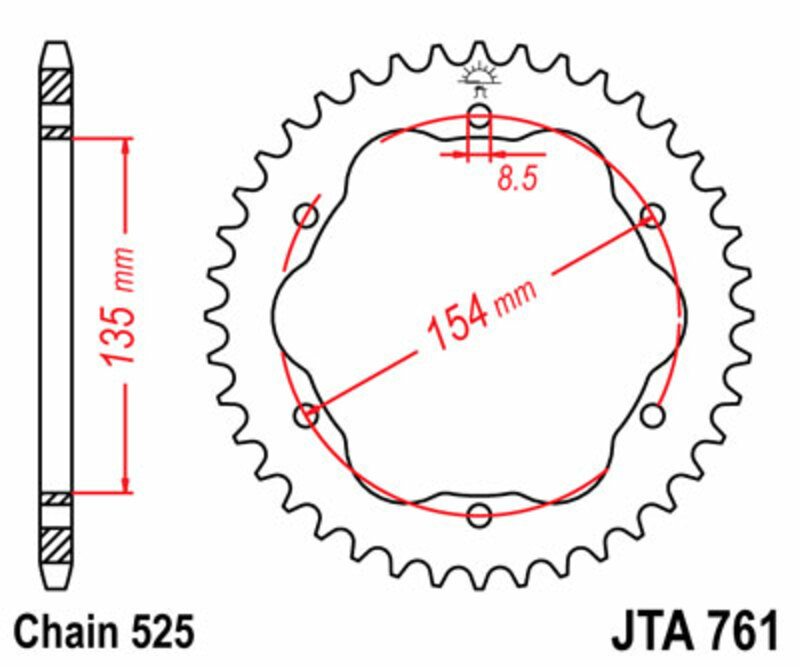 Obrázek produktu ZADNÍ ŘETĚZOVÉ KOLO 39T 525 JTR761.39