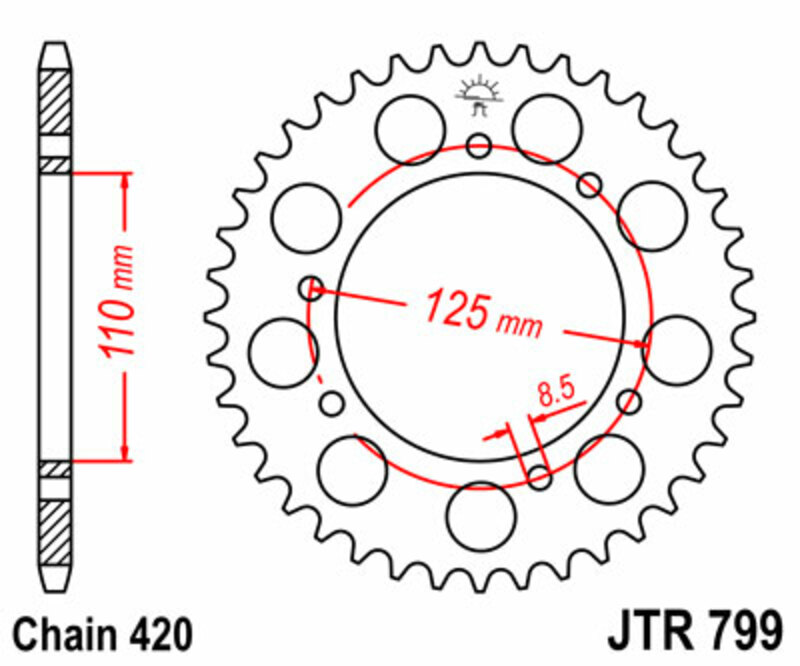 Obrázek produktu ZADNÍ ŘETĚZOVÉ KOLO 50T 420 JTR799.50