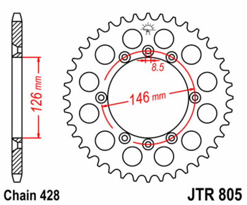 Obrázek produktu ZADNÍ ŘETĚZOVÉ KOLO 50T 428 JTR805.50