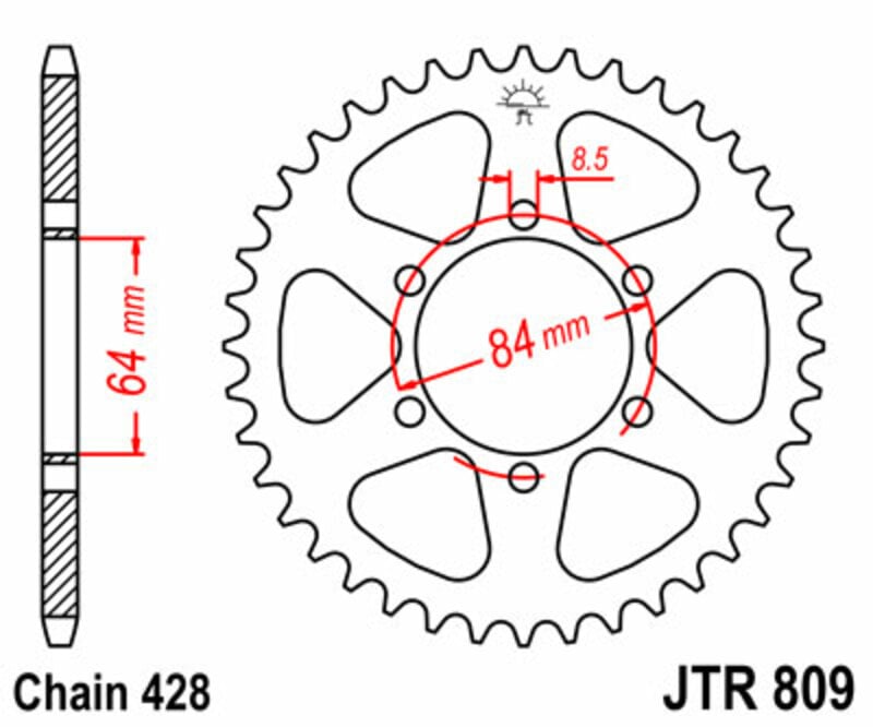 Obrázek produktu ZADNÍ ŘETĚZOVÉ KOLO 47T 428 JTR809.47