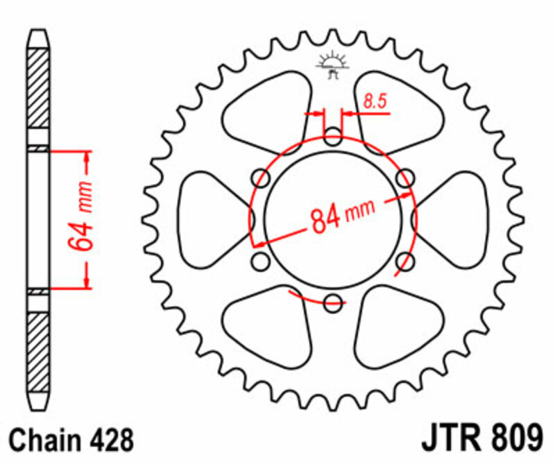 Obrázek produktu ZADNÍ ŘETĚZOVÉ KOLO 53T 428 JTR809.53