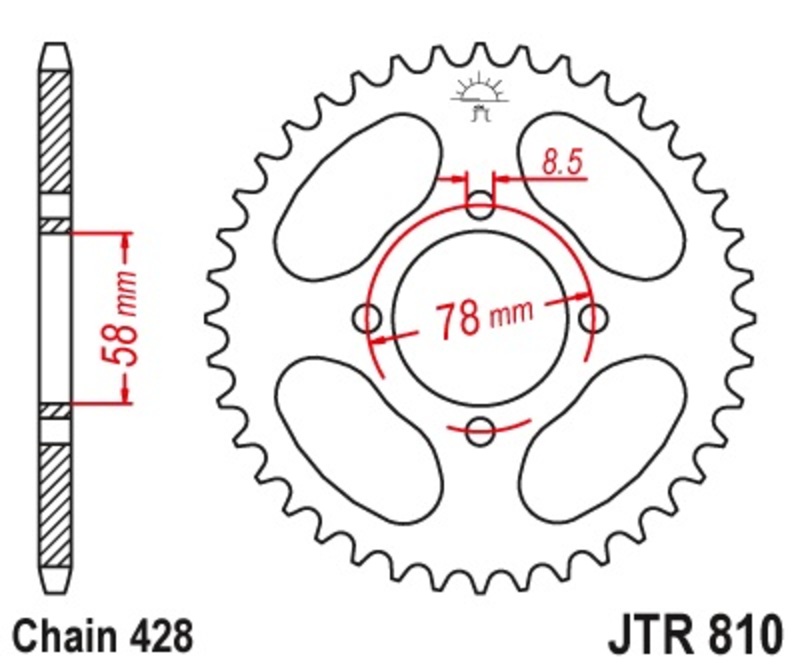 Obrázek produktu JT SPROCKETS Ocelové standardní zadní kolo 810 - 428 JTR810.46