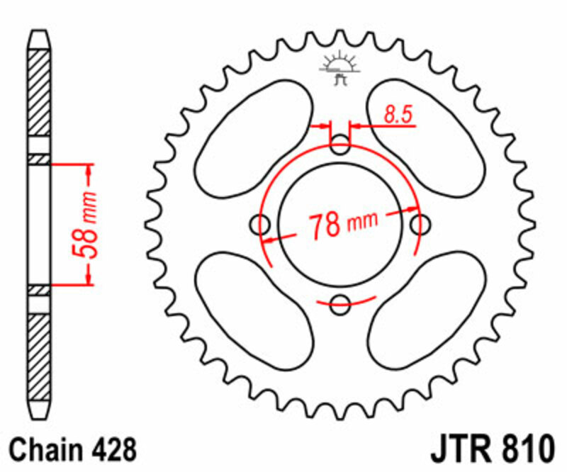 Obrázek produktu ZADNÍ ŘETĚZOVÉ KOLO 48T 428 JTR810.48