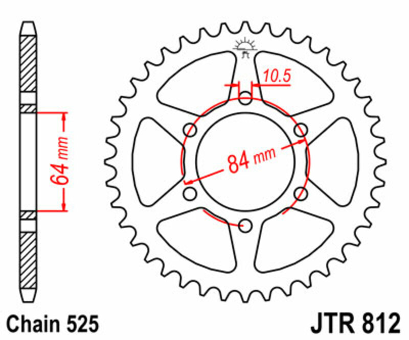 Obrázek produktu JT SPROCKETS Ocelové standardní zadní kolo 812 - 525 JTR812.41