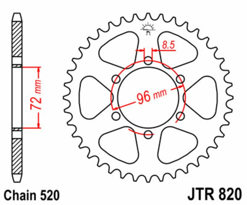 Obrázek produktu JT SPROCKETS Ocelové standardní zadní kolo 820 - 520 JTR820.42