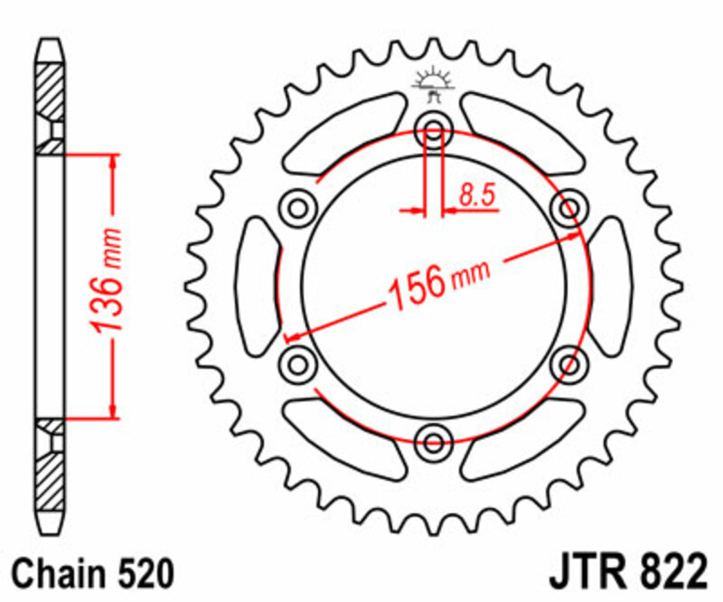 Obrázek produktu ZADNÍ ŘETĚZOVÉ KOLO 48T 520 JTR822.48