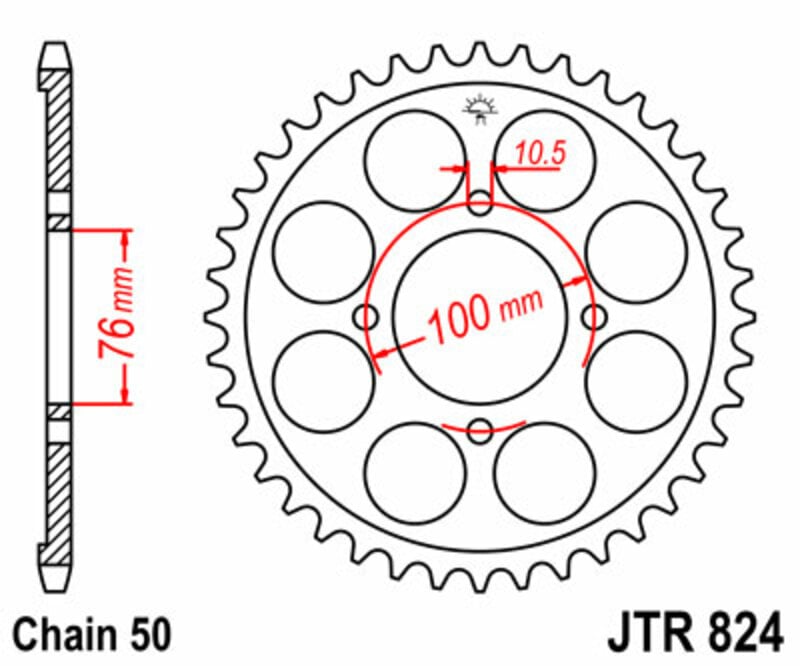 Obrázek produktu JT SPROCKETS Ocelové standardní zadní kolo 824 - 530 JTR824.40