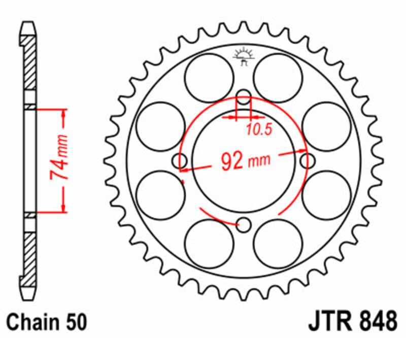 Obrázek produktu JT SPROCKETS Ocelové standardní zadní kolo 848 - 530 JTR848.37