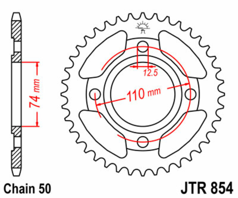 Obrázek produktu JT SPROCKETS Ocelové standardní zadní kolo 854 - 530 JTR854.43