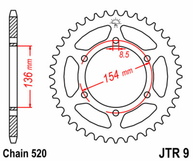 Obrázek produktu ZADNÍ ŘETĚZOVÉ KOLO 47T 520 JTR9.47