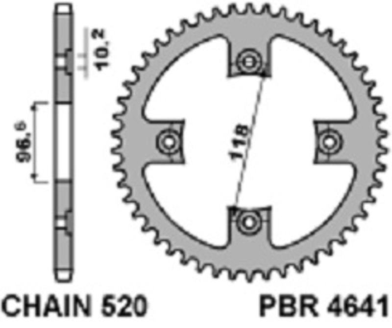 Obrázek produktu Ocelová standardní zadní řetězová kola PBR 4641 - 520 4641.42.C45