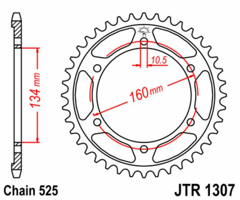Obrázek produktu ZADNÍ ŘETĚZOVÉ KOLO 45T 525 JTR1307.45