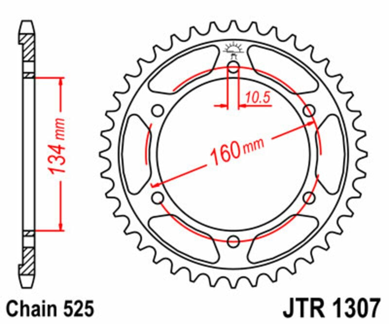 Obrázek produktu ZADNÍ ŘETĚZOVÉ KOLO 46T 525 JTR1307.46